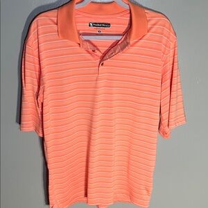 Pebble Beach Men's Polo in Vibrant Orange Stripes